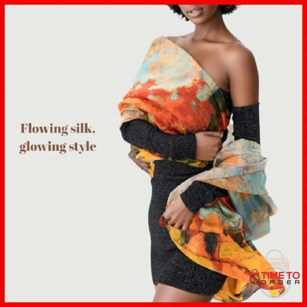 Oversized 100% Mulberry Silk Shawl Wrap Scarf Winter Travel